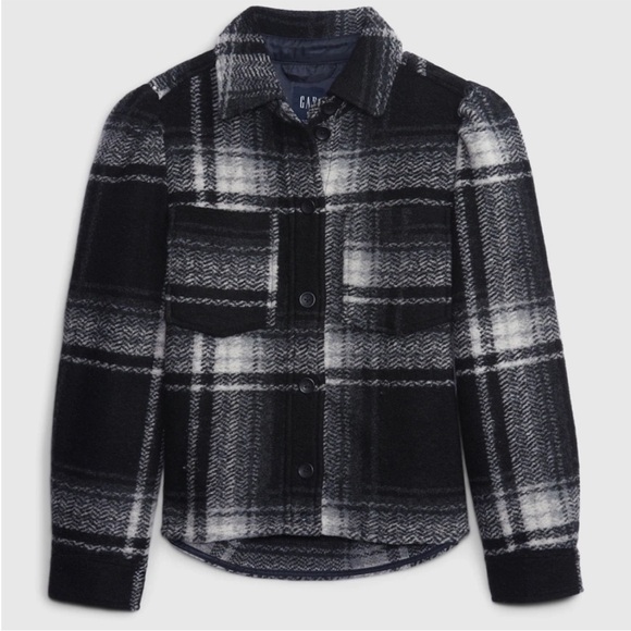 NEW Gap Puff Sleeve Cropped Wool Shirt Jacket - Picture 3 of 4